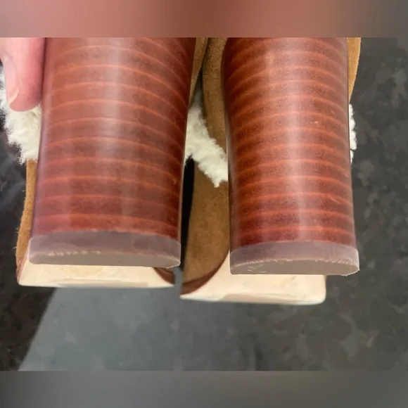 NWOB LAUREN Ralph Lauren Brown Suede Knee-High Boots w/Cream Shearling Trim 5.5B - Picture 7 of 11